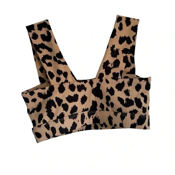 All Fenix x Anthropology Camel All Over Leopard Wide Strap Double Lined Bra Top - Picture 4 of 5